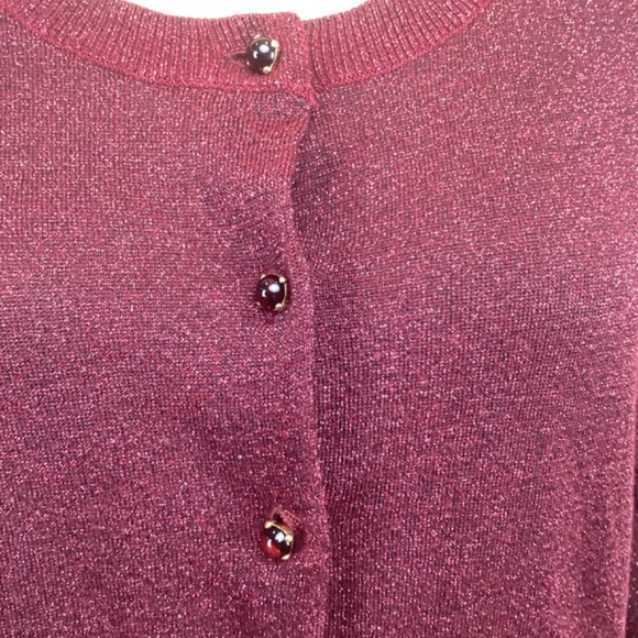 Talbots Sparkle‎ Metallic & Plum Cardigan Sweater Size Medium - Picture 5 of 8